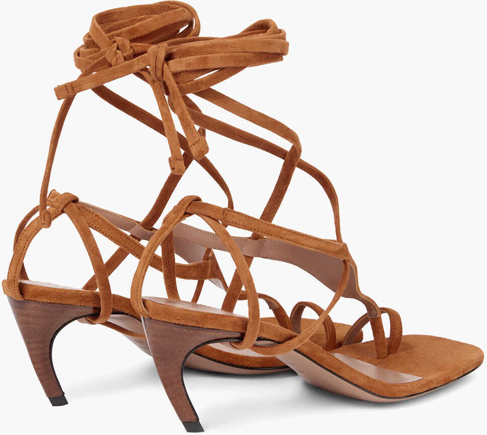 Sandale cu toc THE ATTICO Suede Thong Sandals Nova With 7Cm Ankle Strap Orange Femei (BM 19769333) 2