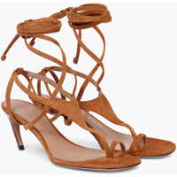 Sandale cu toc Suede Thong Sandals Nova With 7Cm Ankle Strap Femei