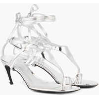 Sandale cu toc Lam&eacute; Leather Thong Sandals Nova With 7Cm Ankle Strap Femei