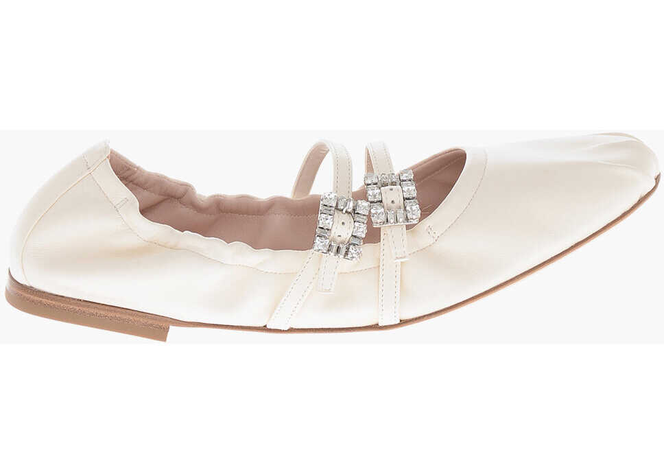 Balerini casual Roger Vivier Mary Jane Flats Mini Strap With Jeweled Buckles White Femei (BM 19769354) 3