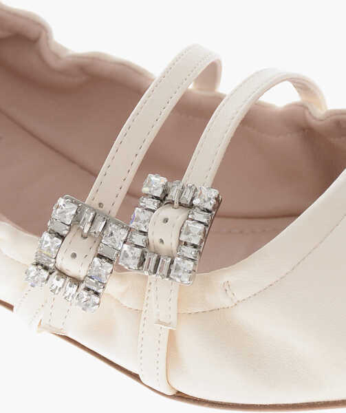 Balerini casual Roger Vivier Mary Jane Flats Mini Strap With Jeweled Buckles White Femei (BM 19769354) 4