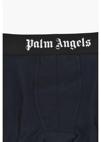 Lenjerie intima Palm Angels Set Of 2 Pairs Of Stretch Cotton Boxers With Logo Elastic Ba Blue Barbati (BM 19769372) 3
