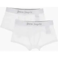 Chiloti pentru Barbati - Chiloti Palm Angels Set Of 2 Solid-Color Boxer Briefs With Branded Waistband White Barbati (BM 19769396) - B-mall.ro