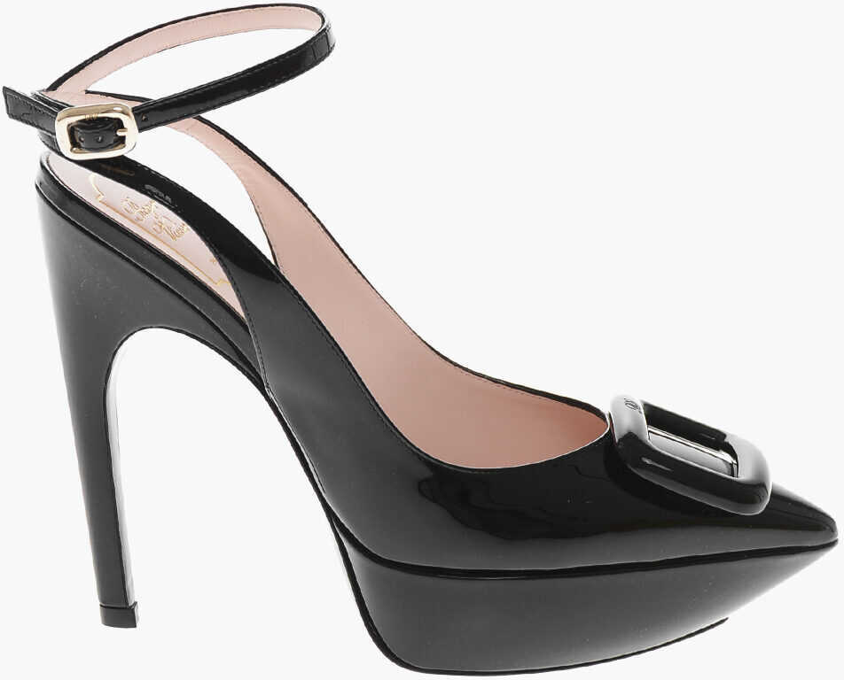Pantofi stiletto Roger Vivier Patent Platform Slingbacks Choc Buckle 13Cm Black Femei (BM 19769402) 3