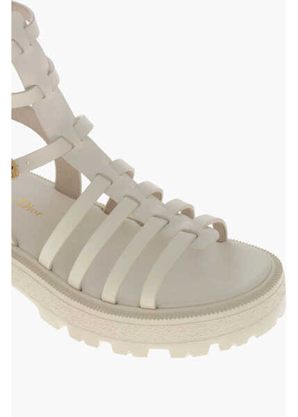 Sandale fara toc Dior Leather Sandals Bay With Lug Sole White Femei (BM 19769420) 4