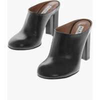 Saboti Leather Mules With 10Cm Covered Heel Femei