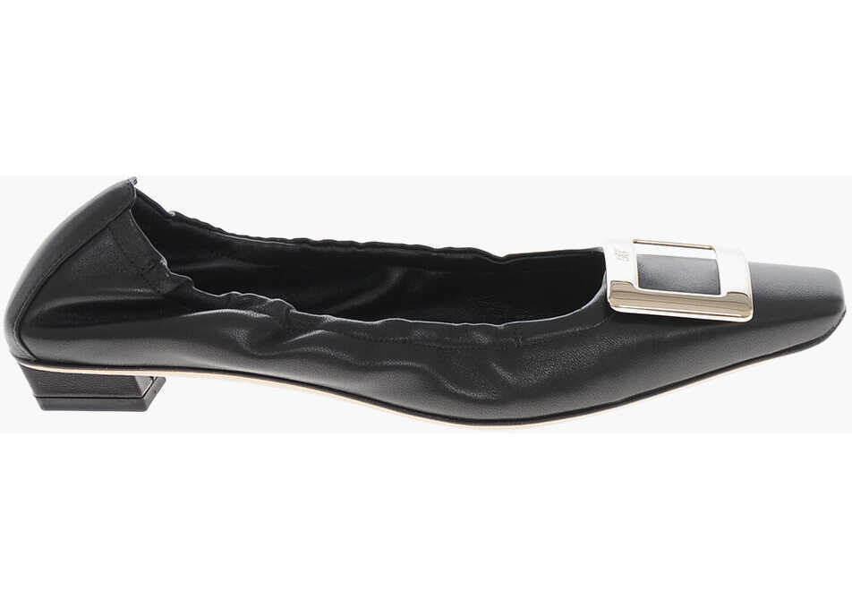 Balerini casual Roger Vivier Leather Ballet Flats Belle Vivier With Square Toe Black Femei (BM 19769438) 3