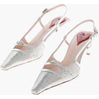 Pantofi stiletto Sequinned Leather Slingback Pumps Mini Buckle 6Cm Femei
