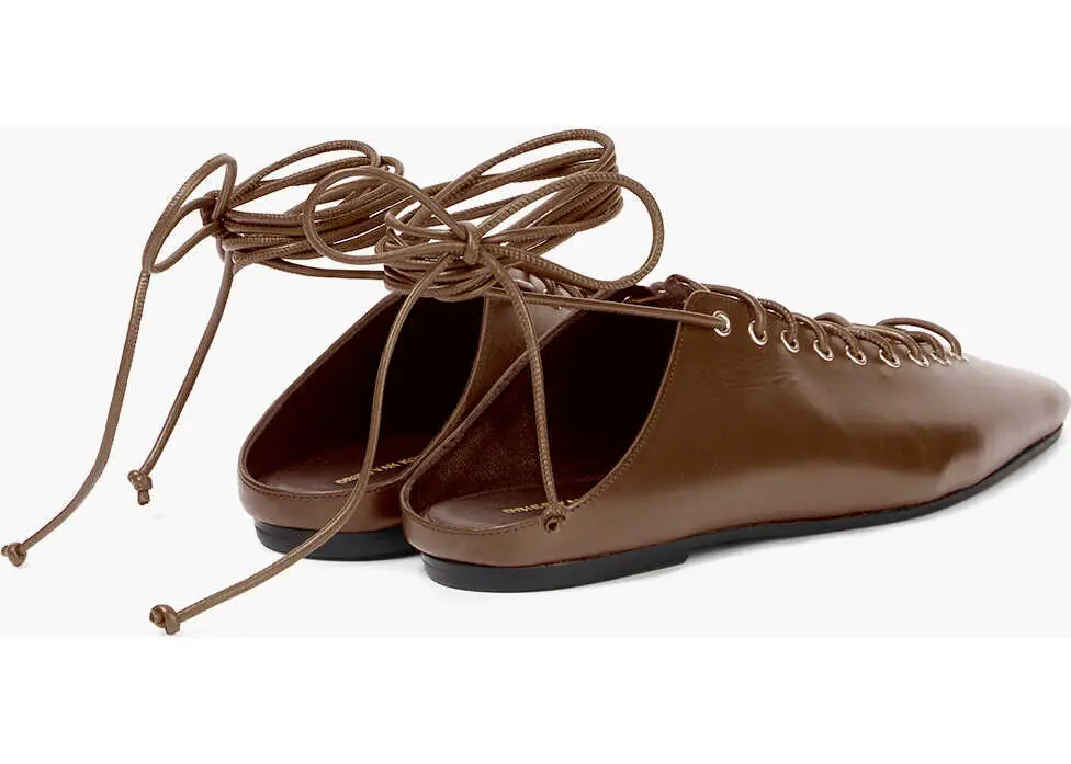 Papuci Dries Van Noten Leather Lace-Up Mules With Leather Sole Brown Femei (BM 19769516) 2