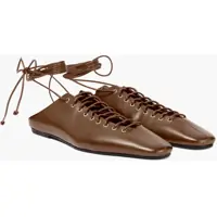 Papuci Leather Lace-Up Mules With Leather Sole Femei