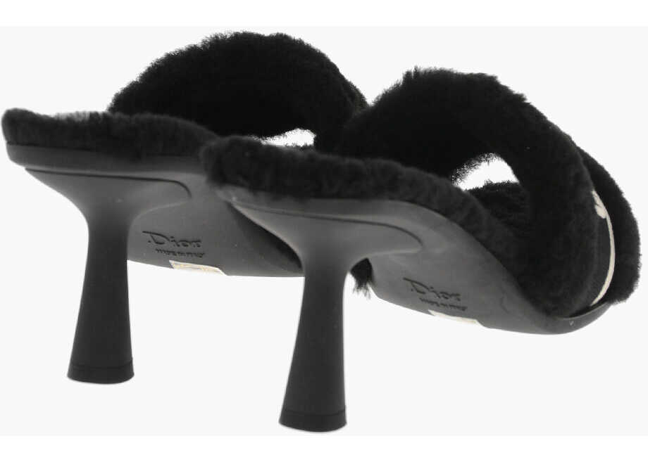 Sandale cu toc Dior Eco-Fur Sandals Dway With Front Logo 9Cm Black Femei (BM 19769519) 2
