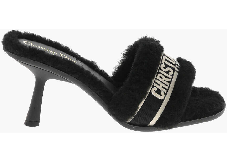 Sandale cu toc Dior Eco-Fur Sandals Dway With Front Logo 9Cm Black Femei (BM 19769519) 3