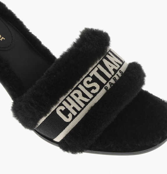 Sandale cu toc Dior Eco-Fur Sandals Dway With Front Logo 9Cm Black Femei (BM 19769519) 4