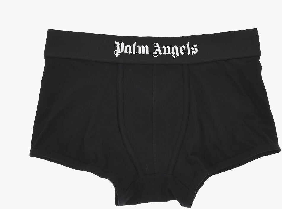 Lenjerie intima Palm Angels Set Of 2 Pairs Of Solid-Color Boxers With Contrast Logo Black Barbati (BM 19769525) 2