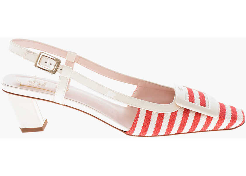 Pantofi stiletto Roger Vivier Canvas Pumps Lacquered With Awning Motif 5Cm Red Femei (BM 19769528) 3