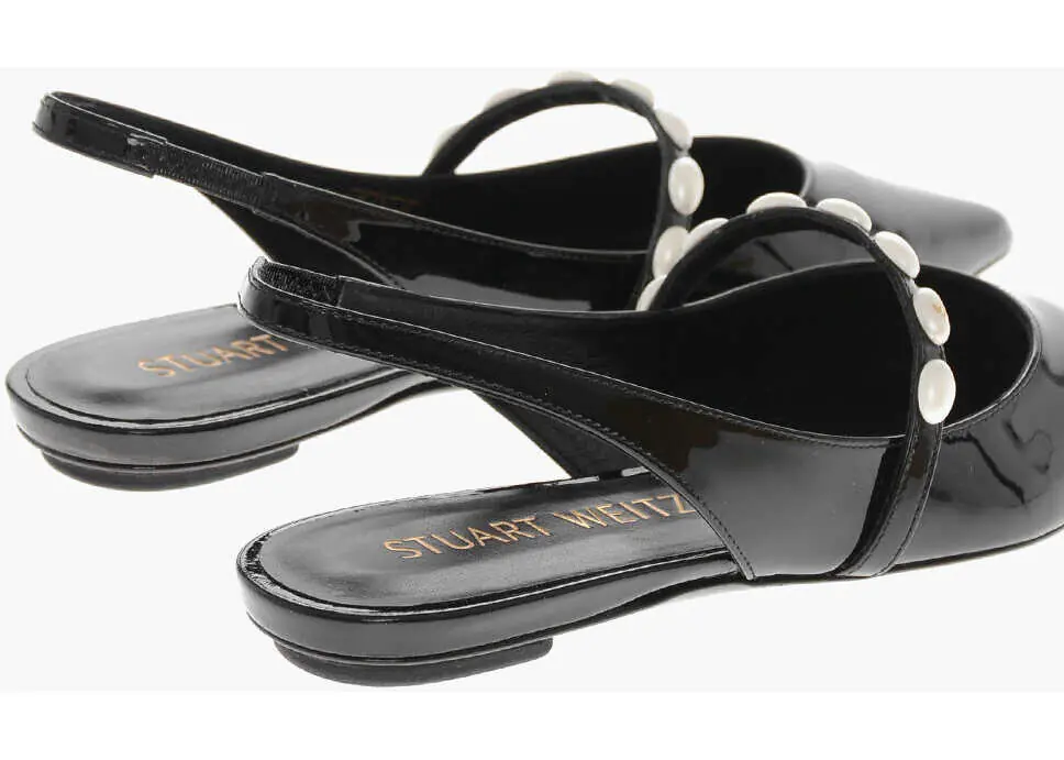 Balerini casual Stuart Weitzman Patent Leather Slingback Ballet Flats Emlia Black Femei (BM 19769552) 2