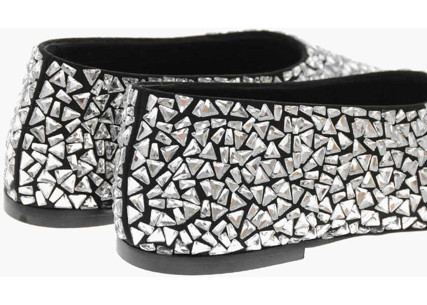 Balerini casual Proenza Schouler Leather Ballet Flats Glove With All-Over Crystals Silver Femei (BM 19769564) 2