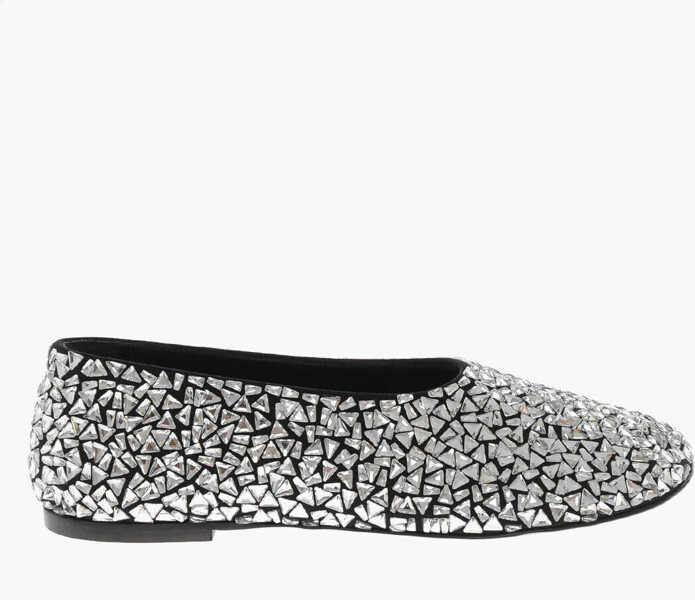Balerini casual Proenza Schouler Leather Ballet Flats Glove With All-Over Crystals Silver Femei (BM 19769564) 3