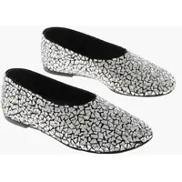 Balerini casual Leather Ballet Flats Glove With All-Over Crystals Femei