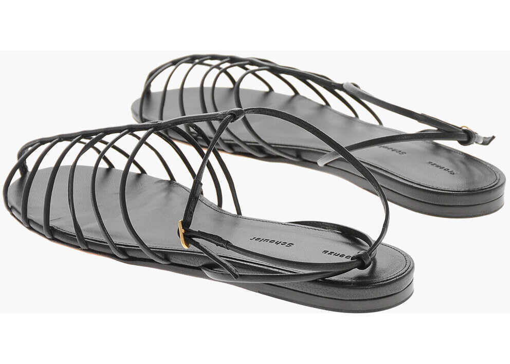 Sandale fara toc Proenza Schouler Leather Sandals Cage With Leather Sole Black Femei (BM 19769567) 2
