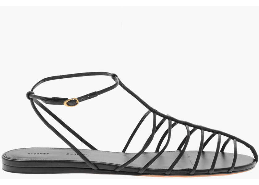 Sandale fara toc Proenza Schouler Leather Sandals Cage With Leather Sole Black Femei (BM 19769567) 3