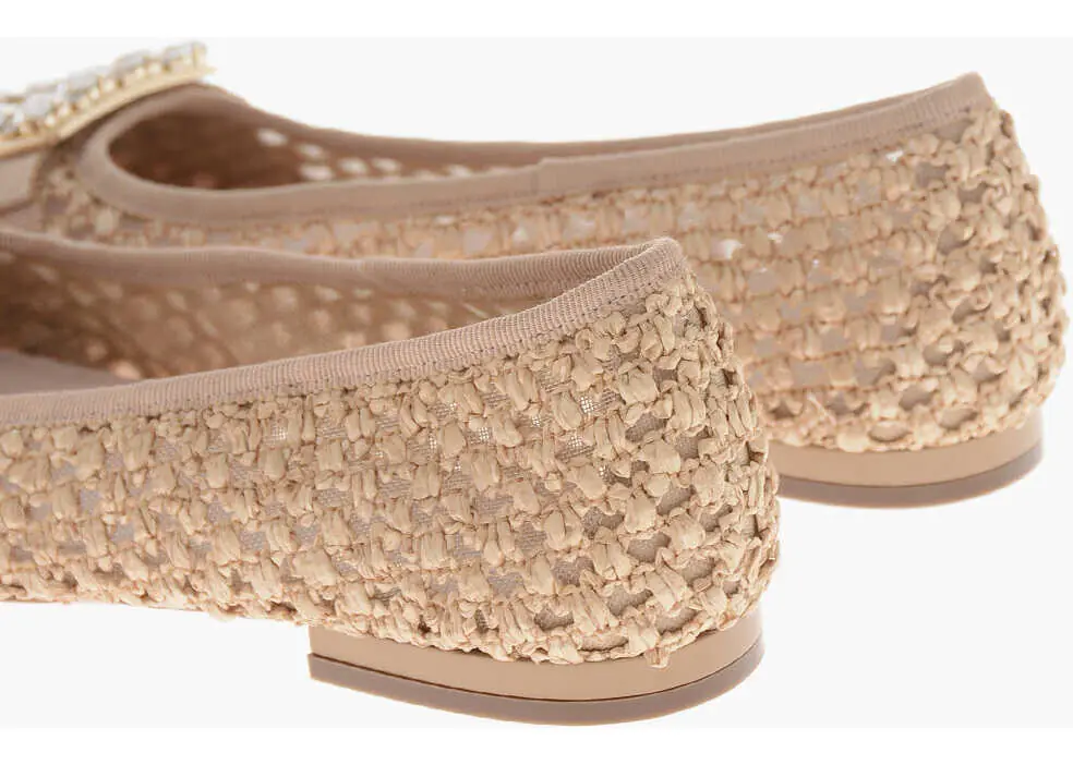 Balerini casual Roger Vivier Raffia Ballerinas Tres Vivier With Jeweled Buckle Beige Femei (BM 19769570) 2