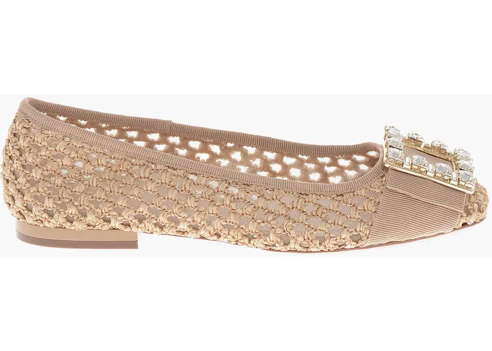 Balerini casual Roger Vivier Raffia Ballerinas Tres Vivier With Jeweled Buckle Beige Femei (BM 19769570) 3