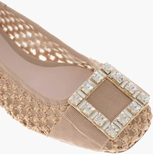 Balerini casual Roger Vivier Raffia Ballerinas Tres Vivier With Jeweled Buckle Beige Femei (BM 19769570) 4