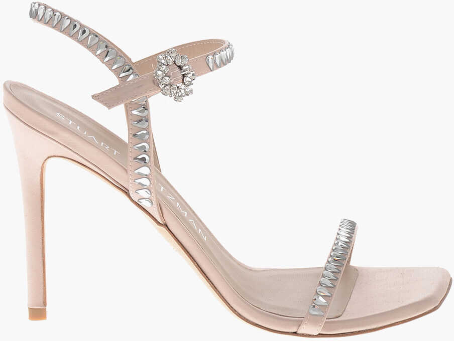 Sandale cu toc Stuart Weitzman Satin Sandals Gemcut With Crystals And 11Cm Heel Pink Femei (BM 19769573) 3