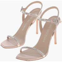 Sandale cu toc Satin Sandals Gemcut With Crystals And 11Cm Heel Femei