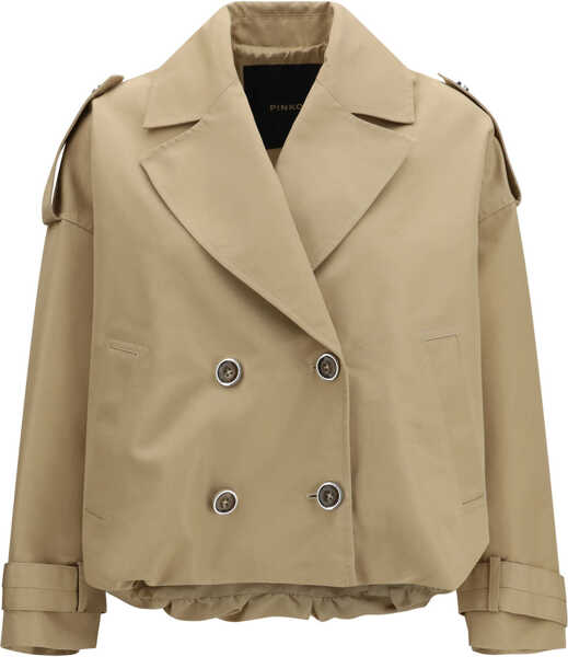 Trenciuri Pinko Short double-breasted Triscia Trench BEIGE CHANTILLY Femei (BM 19770398) 1