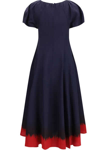 Rochii Tory Burch Midi Dress with balloon sleeves MEDIUM NAVY / RED Femei (BM 19770401) 2
