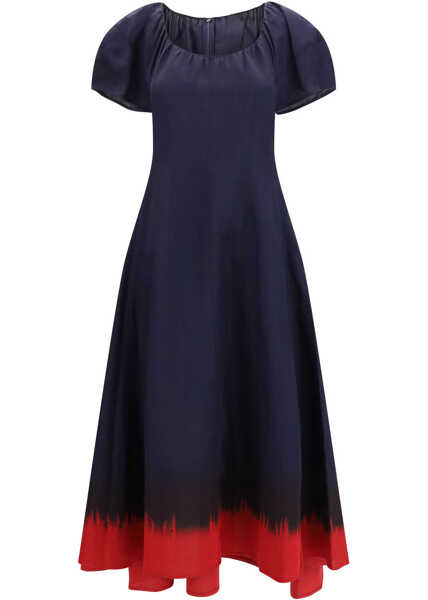 Rochii Tory Burch Midi Dress with balloon sleeves MEDIUM NAVY / RED Femei (BM 19770401) 1