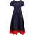 Tory Burch Midi Dress with balloon sleeves MEDIUM NAVY / RED