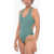 Nike One-Piece Swimsuit Pucker With Criss Cross Design Green