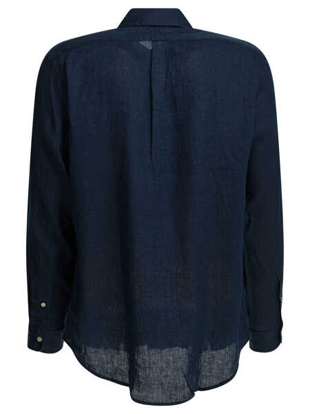Camasi casual Ralph Lauren Linen shirt with logo Blue Barbati (BM 19770531) 2