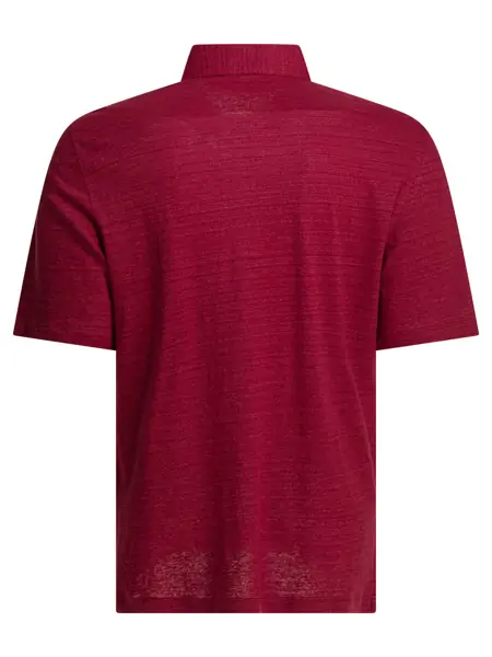 Tricouri Polo Brunello Cucinelli Linen and cotton mlange jersey polo shirt Red Barbati (BM 19770633) 2