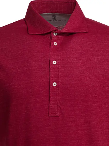 Tricouri Polo Brunello Cucinelli Linen and cotton mlange jersey polo shirt Red Barbati (BM 19770633) 3