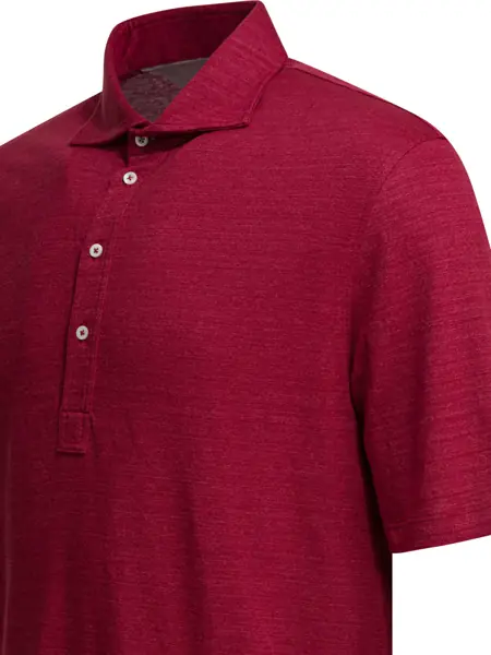 Tricouri Polo Brunello Cucinelli Linen and cotton mlange jersey polo shirt Red Barbati (BM 19770633) 4