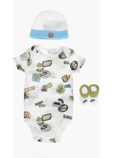 Body-uri Nike Patterned Cotton Blend Bodysuit  Hat  Socks Set Multicolor Femei (BM 19770872) 1