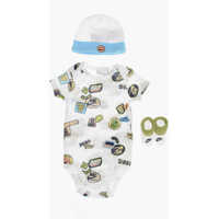 Body-uri Patterned Cotton Blend Bodysuit + Hat + Socks Set Femei