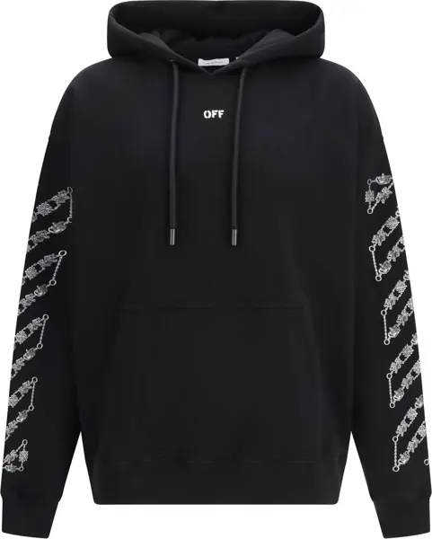 Bluze de trening Off-White Chain Araldic Arrow Skate Hoodie BLACK Barbati (BM 19770923) 1