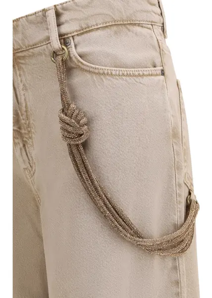 Blugi Pinko Lauryn Jeans with jeweled cord BEIGE-MACROCISTIDE Femei (BM 19771148) 3
