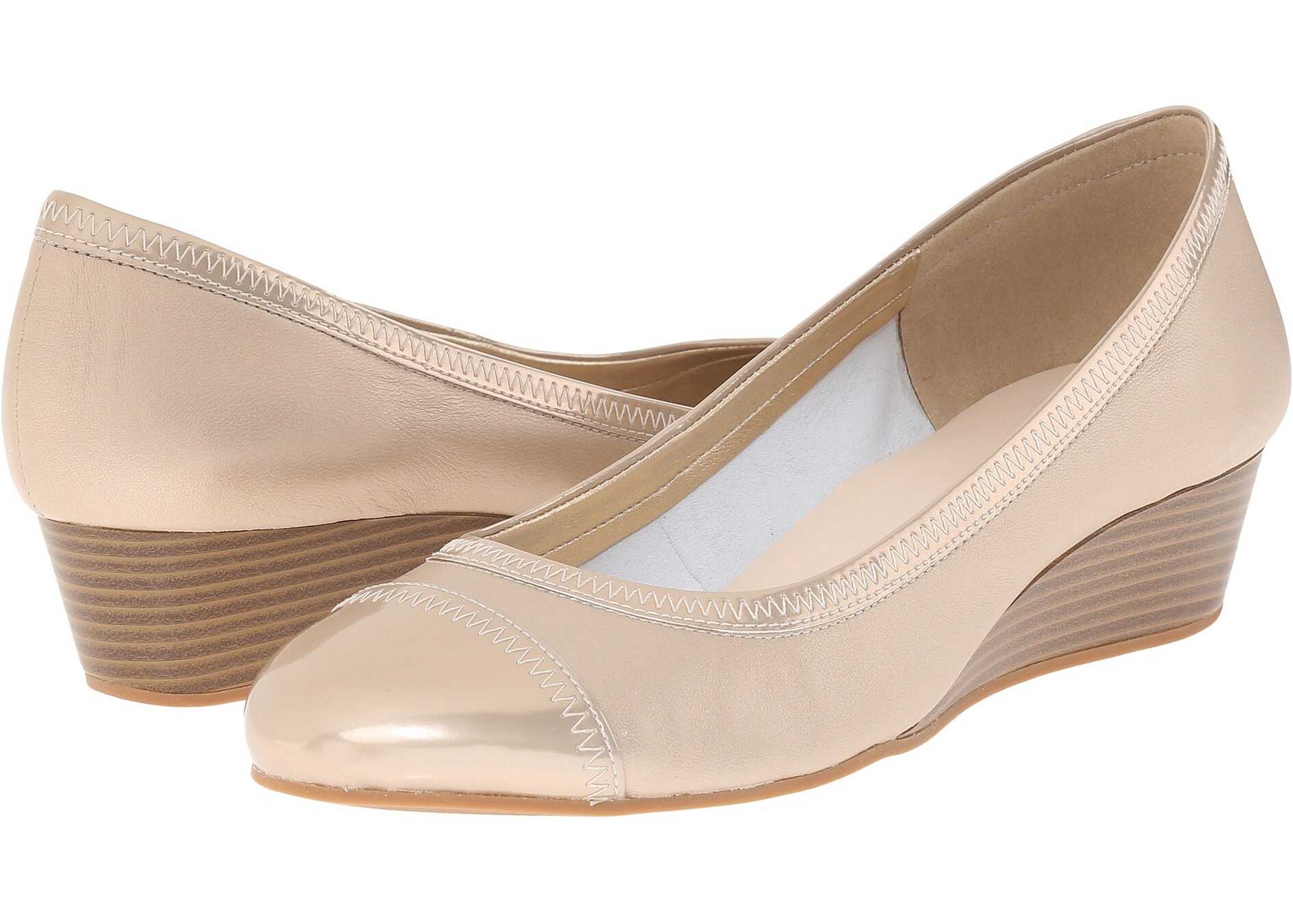 Pantof Cole Haan Elsie Cap Toe Wedge II Soft Gold Metallic