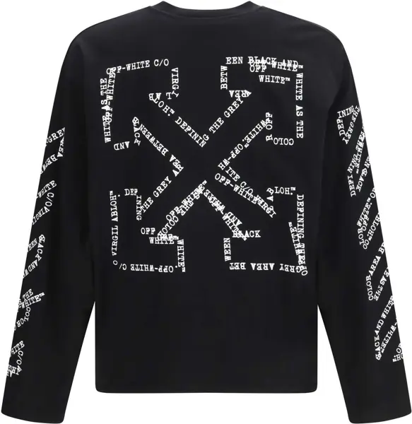 Tricouri Off-White Patterned long-sleeve T-shirt BLACK Barbati (BM 19771211) 2