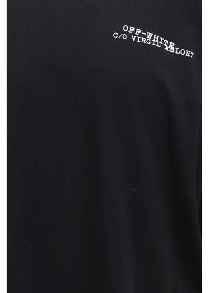 Tricouri Off-White Patterned long-sleeve T-shirt BLACK Barbati (BM 19771211) 3