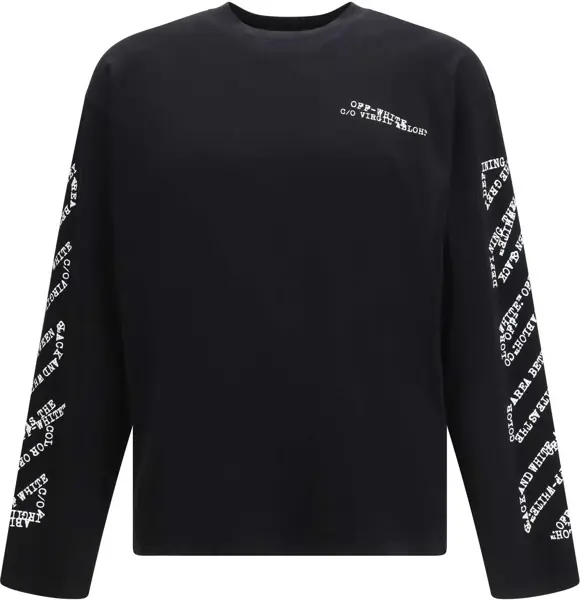 Tricouri Off-White Patterned long-sleeve T-shirt BLACK Barbati (BM 19771211) 1