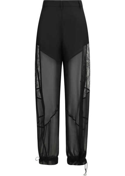 Pantaloni casual Pinko Nacy Pants with lace inserts NERO LIMOUSINE Femei (BM 19771259) 2