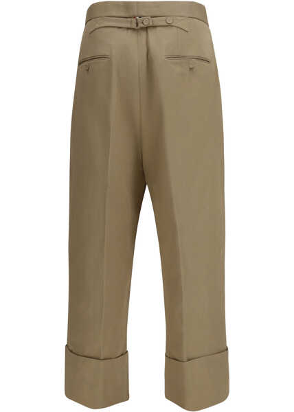 Pantaloni casual Thom Browne Cotton gabardine Pants with double pleats KHAKI Barbati (BM 19772204) 2