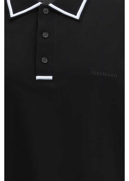 Tricouri Polo Ferragamo Stripe-detail Polo Shirt BLK/W.DENIM/WHT/N.NAVY Barbati (BM 19773215) 3